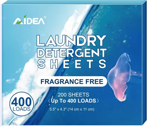 Vista 10 de AIDEA Hojas de detergente para ropa, sin perfume (60 cargas), 30 hojas, detergente para ropa, sin jarra de plástico, ligero y fácil de usar