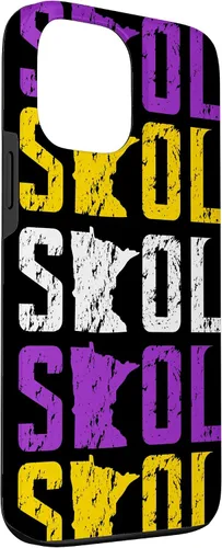 Vista 3 de Funda para iPhone 13 Pro Max SKOL envejecido vikingo vintage morado y amarillo sobre negro