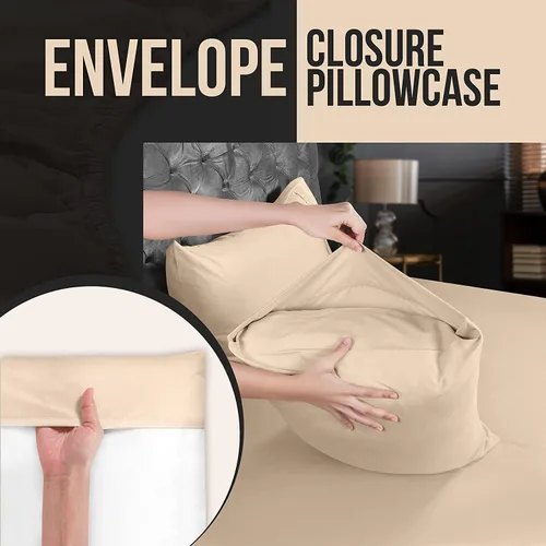 Vista 3 de Utopia Bedding - Juego de 4 fundas de almohada tamaño estándar, con cierre de sobre, tela de microfibra cepillada suave, resistentes al encogimiento
