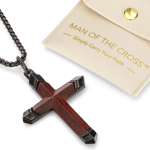 Vista 5 de Collar de cruz de madera de olivo de 1.5 pulgadas, colgante cristiano hecho a mano con cordón de algodón, pequeña cruz de fe de madera para espejo