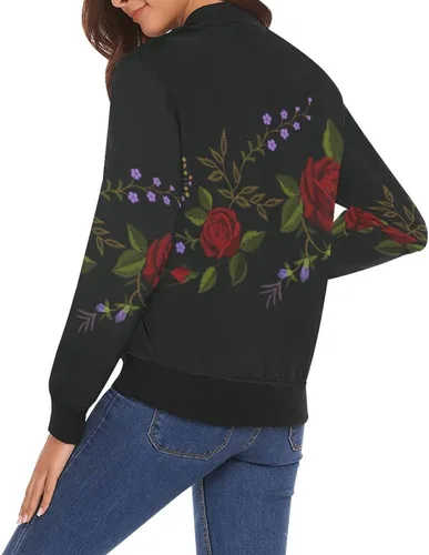Vista 4 de Rose - Chaqueta bomber para mujer, chaqueta casual con cremallera, cortavientos