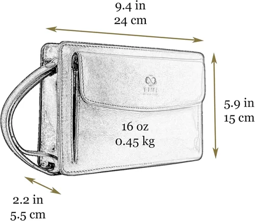 Vista 7 de Time Resistance Bolso de mano de cuero para hombre, organizador de muñeca, maletín hecho a mano en Italia, caja de regalo incluida