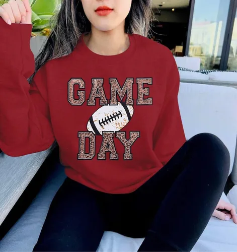 Vista 4 de FAYALEQ Sudadera de manga larga con diseño gráfico de fútbol para mujer, para el día del partido, para la temporada de fútbol