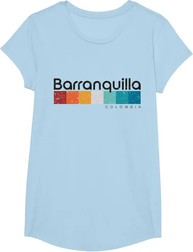 Vista 19 de Barranquilla Colombia - Camiseta de diseño vintage de estilo retro, Blanco, S