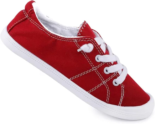 Vista 6 de Tenis de lona para mujer, sin cordones, caña baja, informales, clásicos, cómodos, planos, a la moda