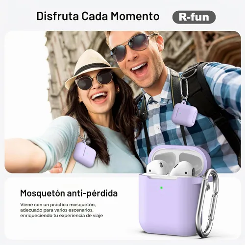 Vista 2 de R-fun for AirPods 2nd/1st Case Silicone Cover, Banana Violet Violeta plátano