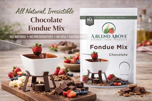 Vista 3 de Una mezcla de fondue de chocolate, paquete de 3, sabor natural, sin MSG, sin gluten. Sin conservantes, fácil de hacer, inmersión de frutas