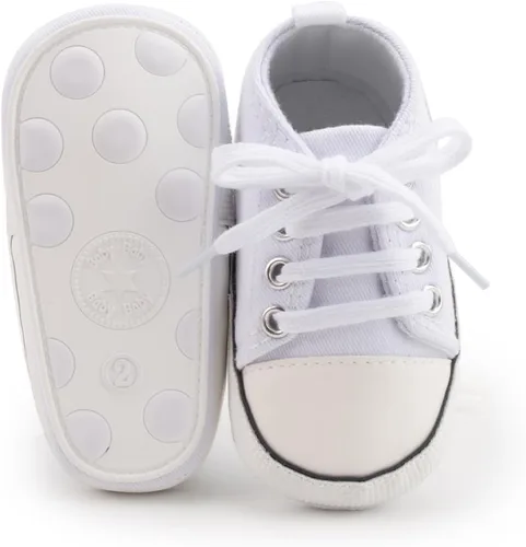 Vista 4 de KIDSUN zapatos deportivos altos hasta el tobillo para bebés, niños y niñas con suela antideslizante, suaves, para recién nacidos, zapatos