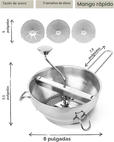Vista 7 de Molino de alimentos de acero inoxidable Hungry Artisan para salsa de tomate y enlatado