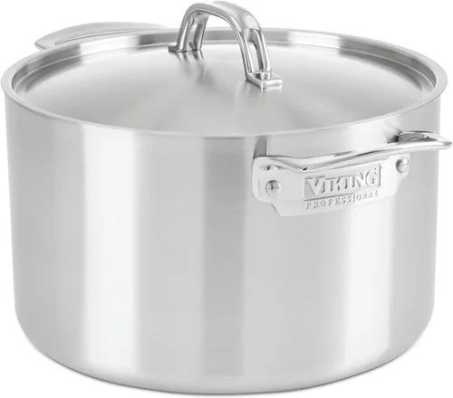 Vista 7 de Viking Olla de acero inoxidable de 5 capas, olla de cocina de sopa de 6 cuartos de galón con tapa, utensilios de cocina, acabado satinado