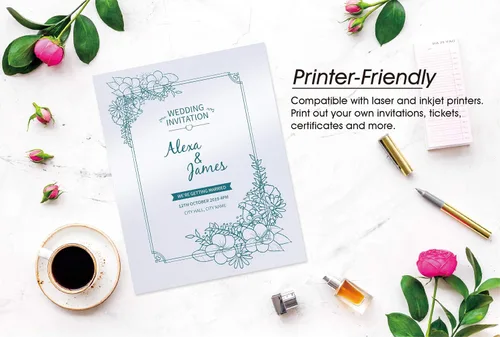 Vista 4 de Papel blanco brillante – Paquete de 100 papel metálico, 120 GSM, suministros de manualidades, boletos, invitación, papelería, uso de álbumes