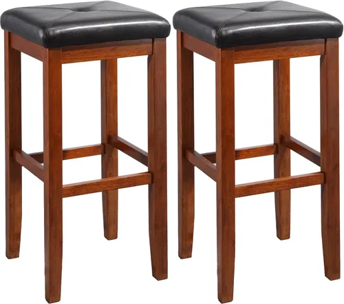 Vista 7 de Crosley Furniture Juego de 2 taburetes de bar tapizados cuadrados con altura de mostrador, color negro, 24 pulgadas