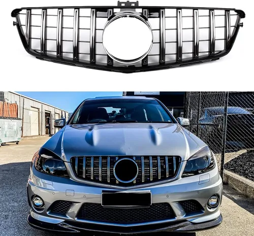 Vista 6 de Parrilla delantera estilo GT para Mercedes-Benz Clase C W204 C200 C230 C300 C350 2008-2014 (negro)