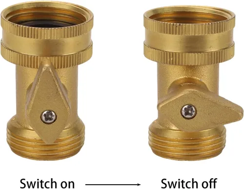 Vista 2 de Válvula de cierre de manguera de jardín de latón, conector resistente de 3/4 pulgadas, conector de manguera de jardín duradero (paquete de 2)