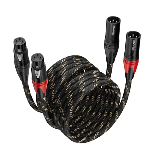 Vista 9 de Cables XLR, cables XLR cortos de 1.5 pies, 6 paquetes, cable de micrófono macho a hembra de nailon trenzado de 3 pines