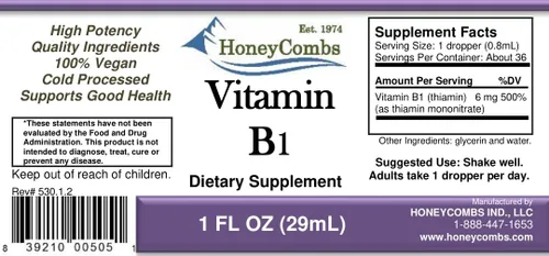 Vista 3 de HoneyCombs Gotas de vitamina B2 (riboflavina) - 1 onza líquida + gotas de vitamina B1 (tiamina) - 1 onza líquida
