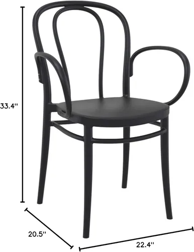 Vista 3 de Compamia Victor XL Silla de resina para exteriores, color negro (juego de 2)