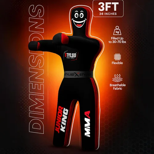 Vista 7 de Maniquí de lucha libre sin relleno para niños – Maniquí de agarre juvenil BJJ, MMA, Jiu Jitsu y compañero de entrenamiento de judo – Compañero