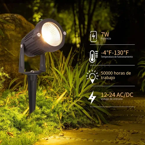 Vista 2 de REEGOLD Luces de paisaje de bajo voltaje para exteriores: 7W 700LM Iluminación LED de paisaje con conectores para árbol jardín patio camino Focos