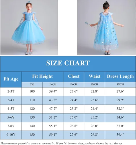 Vista 7 de GZ-LAOPAITOU Frozen Dresses for Girls Cosplay Elsa Princess on Birthday Party Halloween Christmas with Accessories Blue
