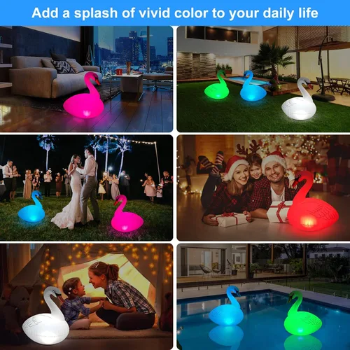 Vista 6 de Goallim Luces solares flotantes para piscina, paquete de 2 unidades, luces inflables impermeables de cisne, luces LED que brillan en la oscuridad