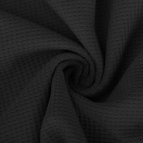 Vista 4 de Camisetas negras para hombre, a la moda, con botones, estilo waffle, ajuste muscular, para verano, casual, ajustada, lisas