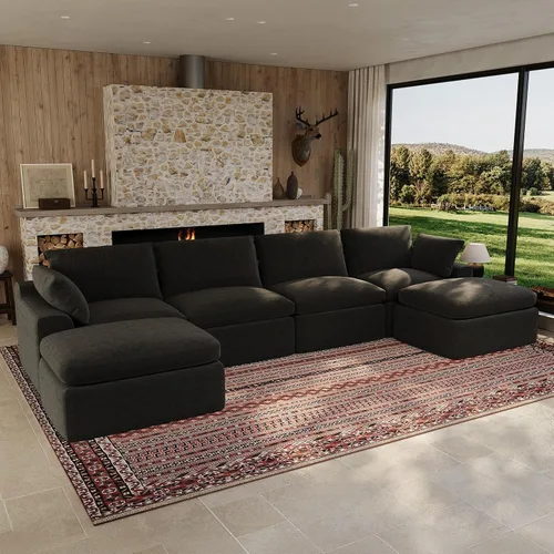Vista 20 de Maywish Sofá Cloud de 104 pulgadas, sofá modular en forma de L, color gris Gris oscuro