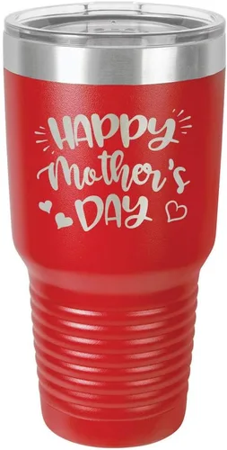 Vista 17 de Taza de viaje con texto en inglés "HAPPY MOTHERS DAY 30 oz Drink Tumbler with Straw " grabado con láser con divertidas citas " Compare con Yeti