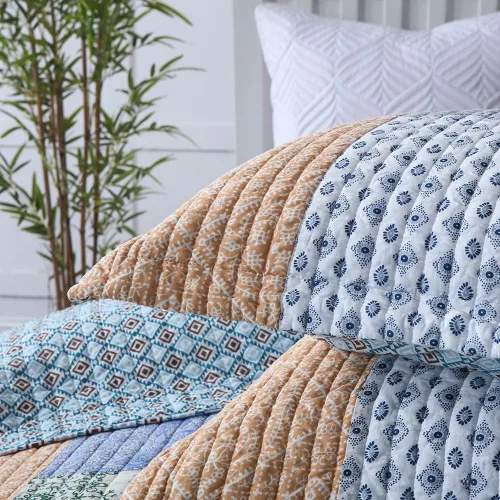 Vista 5 de Autumn Dream - Juego de colchas de algodón, juego de cubrecama reversible, conjunto de cubrecamas, edredón de confort, estampado floral vintage