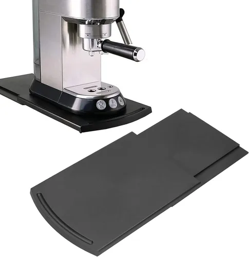 Vista 5 de Práctica bandeja deslizante, bandeja deslizante para cafetera, tostadora, encimera, deslizador móvil con ruedas giratorias suaves, bandeja para mesa