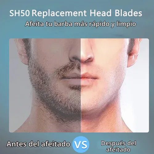 Vista 6 de Cabezal de afeitar de repuesto SH50 compatible con Philips Series 5000 Razor Head, solo se adapta a los modelos de media cabeza redonda S5370/84