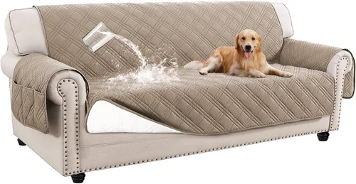 Vista 13 de Turquoize Funda impermeable para sofá grande para perros, funda lavable para sofá de 3 cojines, funda antideslizante para sofá para mascotas, niños