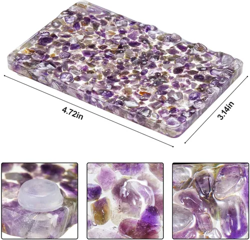 Vista 2 de Jabonera rectangular hecha a mano con piedras para decoración de ducha y baño, bandeja de jabón natural para mantener el jabón seco, accesorios