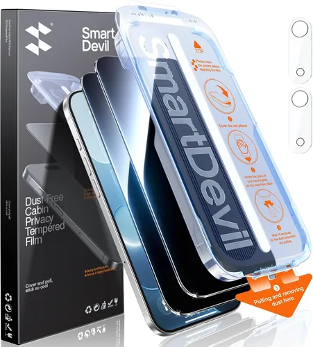 Vista 11 de SMARTDEVIL Paquete de 3 protectores de pantalla para iPhone 14 Pro Max con 3 protectores de lente de cámara, película de vidrio templado