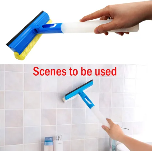 Vista 5 de Limpiador de ventanas de coche con esponja y cuchilla de goma, limpiador con botella de spray 3 en 1, multiusos, para interiores y exteriores