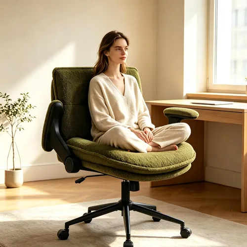 Vista 2 de IWMH Silla de oficina Criss Cross con brazos abatibles y ruedas tapizada Verde