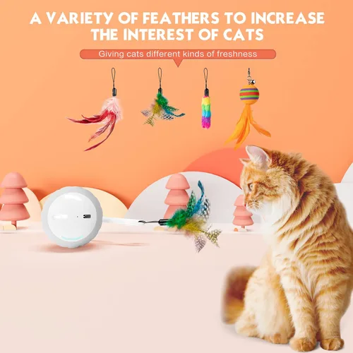 Vista 2 de Pelota interactiva mejorada de juguetes para gatos de interior – La pelota para gatos cuenta con activación táctil y por voz, 2 ajustes de velocidad