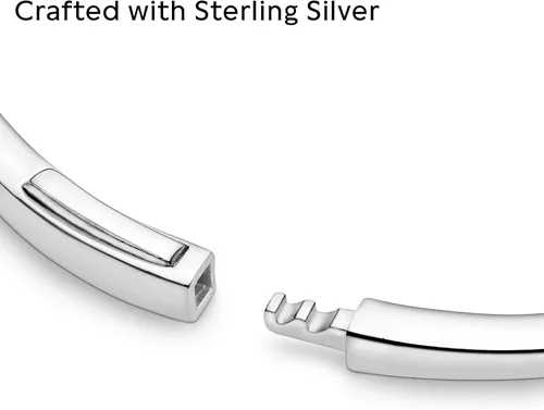 Vista 3 de PANDORA Pulsera de plata de ley pulida con diseño de hueso, joyería, Metal