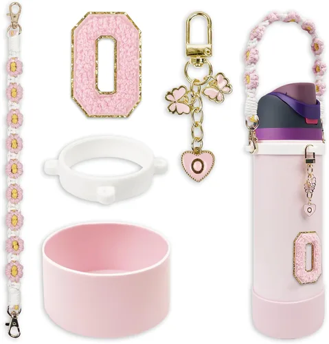 Vista 81 de SITKOL Juego de Monogramas Bonitos de Silicona Compatible con Botella de Agua Owala 24 oz, 32 oz, 40 oz - Accesorios Perfectos con la Letra Owala