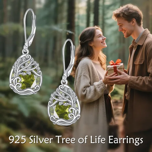Vista 131 de Aretes colgantes con forma de lágrima de filigrana de piedra lunar de plata de ley 925 con cierre de palanca para mujer, regalos de joyería