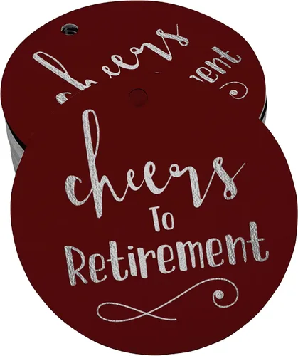 Vista 53 de Etiquetas de papel para colgar con texto en inglés "Cheers to Retirement Wall" (50 unidades)