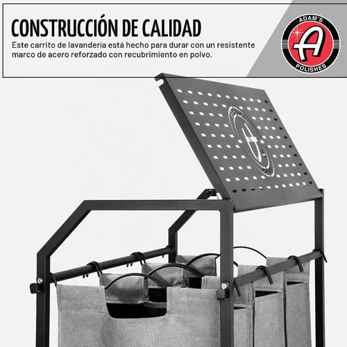 Vista 3 de Adam's Polishes Carrito de toalla para ropa sucia, ropa, trapos, ropa, cesta en garaje, lavandería, hogar, almacenamiento, etc.