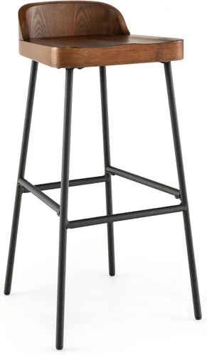 Vista 10 de COSTWAY Juego de 4 taburetes de bar industriales de 29 pulgadas con respaldo bajo y reposapiés, patas de metal, silla de altura de mostrador