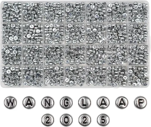 Vista 8 de Juego de 1450 cuentas de letras redondas de acrílico de 0.16 x 0.27 pulgadas, cuentas de las letras del alfabeto de la A a la Z y cuentas de números