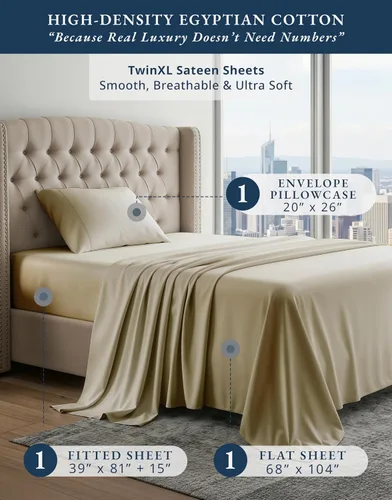 Vista 77 de LANE LINEN - Sábanas individual 100% algodón egipcio suave, cómodo y grueso de calidad de hotel, costuras reforzadas totalmente elásticas, sin