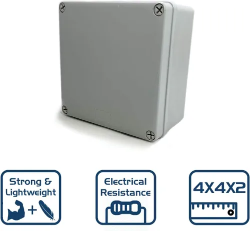 Vista 4 de Caja de conexiones eléctricas resistente a la intemperie de 4 x 4 x 2.4 pulgadas, carcasa impermeable IP65 para exteriores, plástico