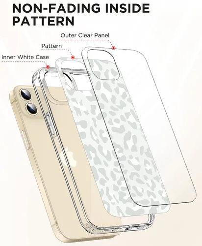 Vista 5 de Funda para iPhone 12 / iPhone 12 Pro Leopard, [Personalidad en la funda del teléfono] con protector de pantalla, carcasa rígida con bordes suaves