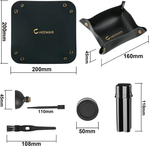 Vista 4 de CHEEMAR Juego de bandeja para enrollar cigarrillos con accesorios (estuche para cigarrillos, cargador de conos y cepillo) - Negro
