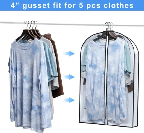 Vista 3 de Mskitchen Almacenamiento de ropa colgante con fundas reforzadas de 4 pulgadas (juego de 6) – Traje transparente, suéter, camisa, protectores