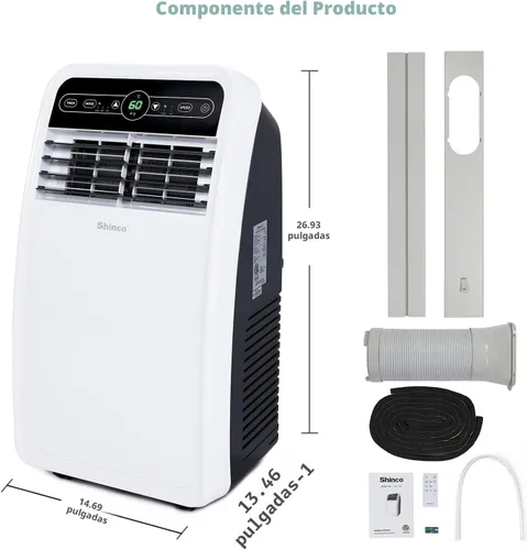 Vista 8 de Shinco 8,000 BTU - Aire acondicionado portátil, unidad de AC portátil con función de enfriamiento incorporada, modos de deshumidificador